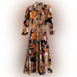 P.S. Fashion Savanna Shirt Maxi Dress Cutout Waist Size Small 4/6